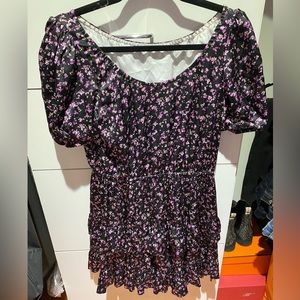 Caroline Constas floral satin ruffle mini dress